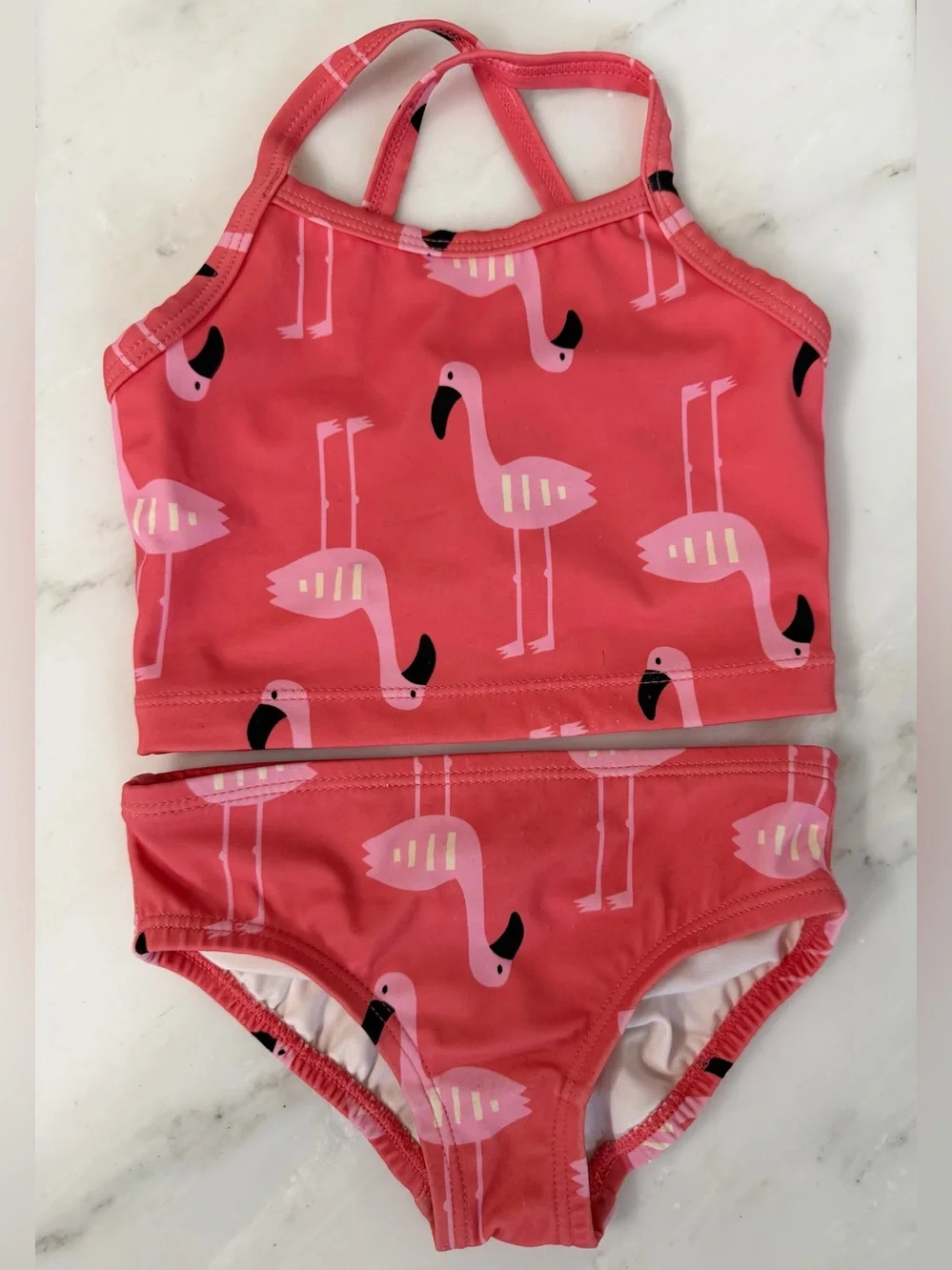 Hannah Andersson Toddler Girls 2T Pink Flamingo Tankini Set summer pool beach